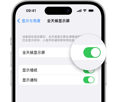 兰山苹果15预约维修分享iPhone15如何设置全天候显示屏幕可见 